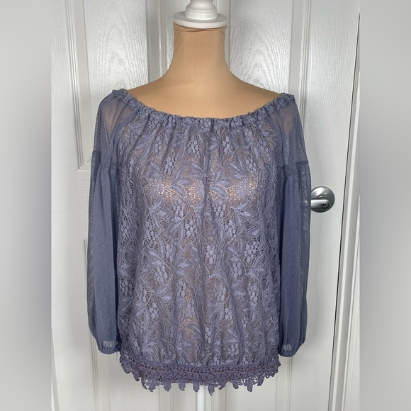 Free People Lace Top in Periwinkle Small - Picture 5 of 12